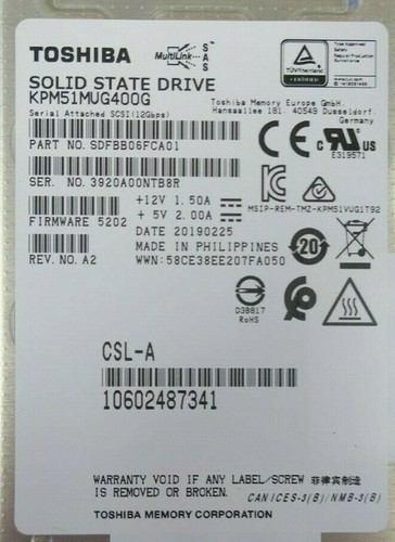 Fujitsu 400GB 2.5" 12G Hot-Plug SAS SSD Solid State Drive S26361-F5710-L400 - Picture 3 of 4