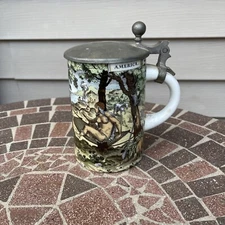 Vintage Rare German Beer Stein Pewter Lid “America”