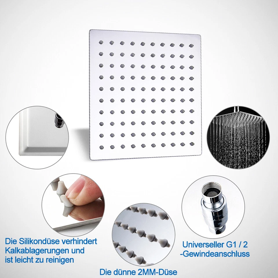 Kopfbrause Regendusche Regenbrause Brausekopf Duschkopf Bad Edelstahl poliert - Bild 4 von 4