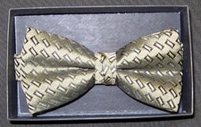 Mens Gold Rectangle Pattern Pre Tied Adjustable Bow Tie New In Box NBT 3