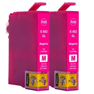2 x MAGENTA 502XL TINTENPATRONEN ALS ERSATZ EPSON P-5155 P-5100 WF-2865 NICHT OEM