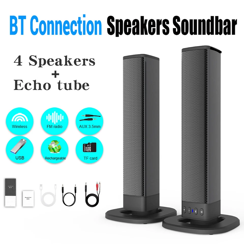 Bluetooth Soundbar TV-PC Sound System 3D Surround Subwoofer Lautsprecher USB - Bild 2 von 4
