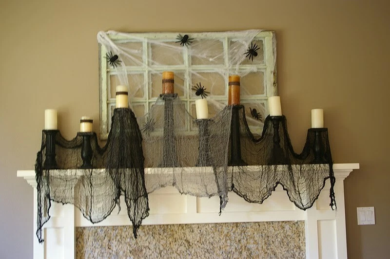 2,4 METROS TELA ESPELUZNANTE HALLOWEEN Material Mesa Puerta Ventana Decoración Colgar Foto 3 de 4