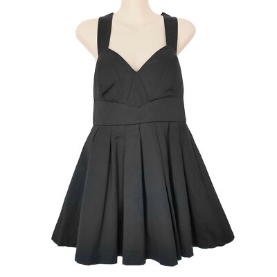 MOJITO Women's Little Black Dress Skater Sweetheart Neckline Sleeveless Pleated