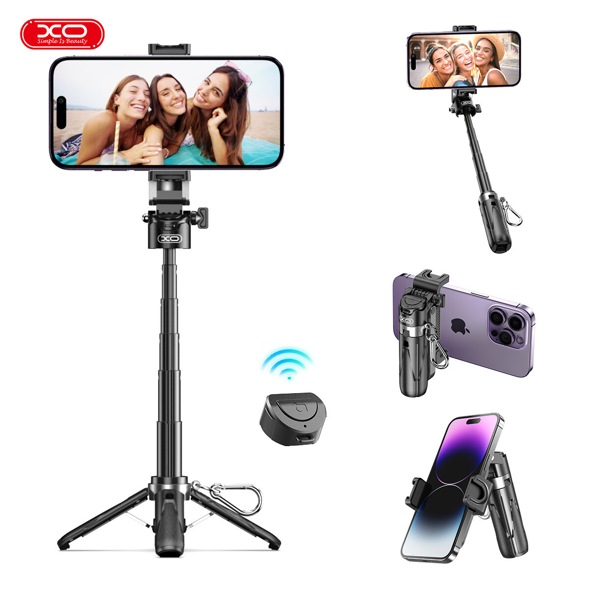 Selfie Stick With Light Phone Tripod Stand Bluetooth Remote for iPhone|Samsung
