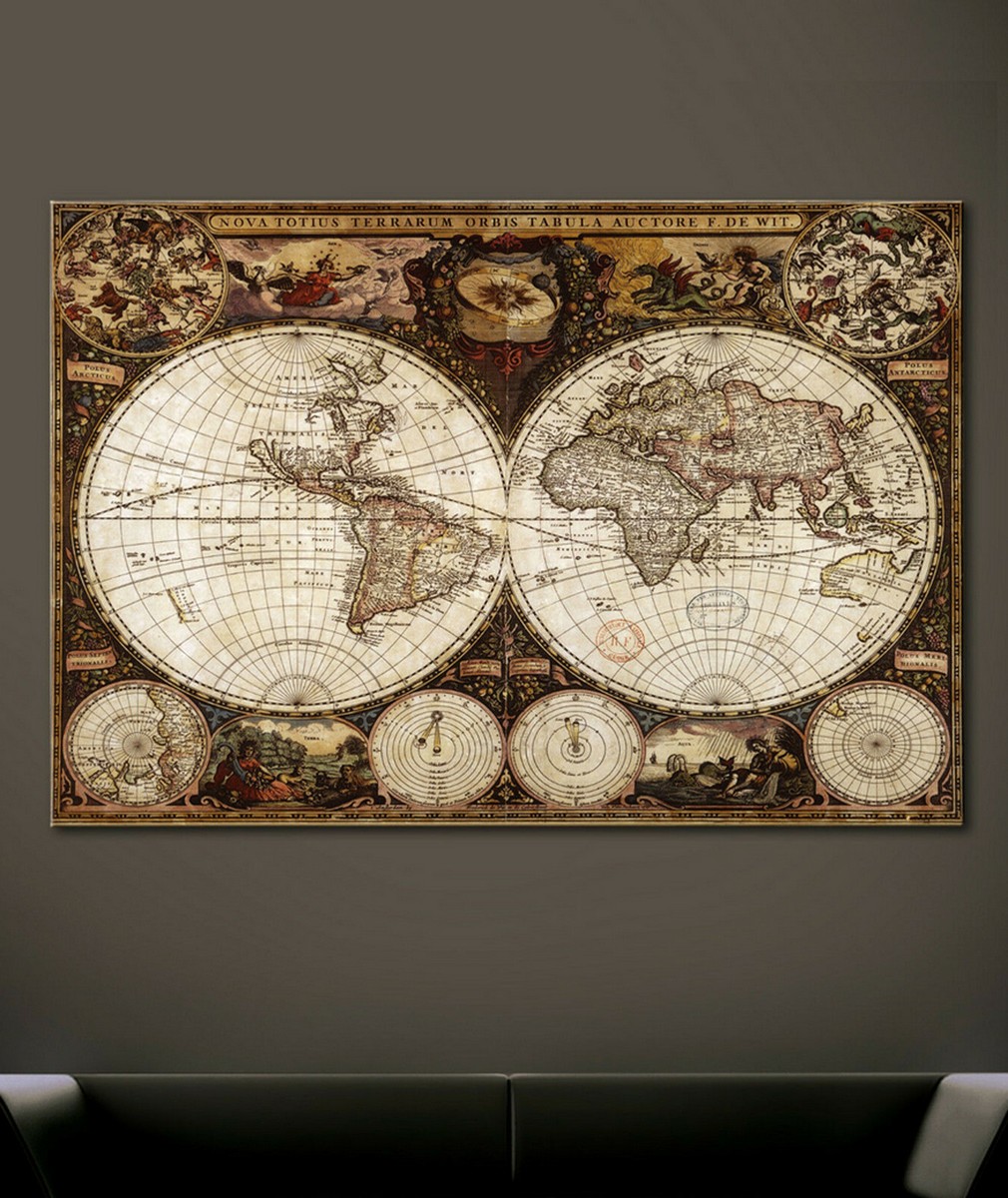 Islandburner Leinwandbild Bild Auf Leinwand Alte Weltkarte Vintage World Map Wandbild Leinwandbi