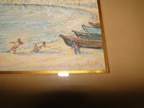 Tableau Pastel encadré Michel Gastaldi vue de Cannes les pêcheurs - Picture 3 of 6