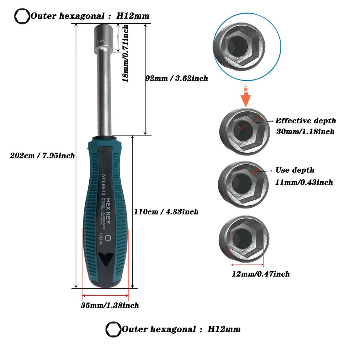 Metal Socket Screwdriver Hex Key Spanner Socket Wrench Nut Driver