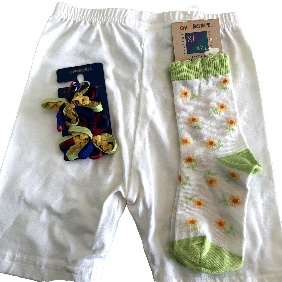 Vintage 1999 Gymboree Sunflower Brights XXL 6 a 7 Conjunto de 3 Peças Feminino Novo com etiquetas Shorts - Imagem 4 de 4