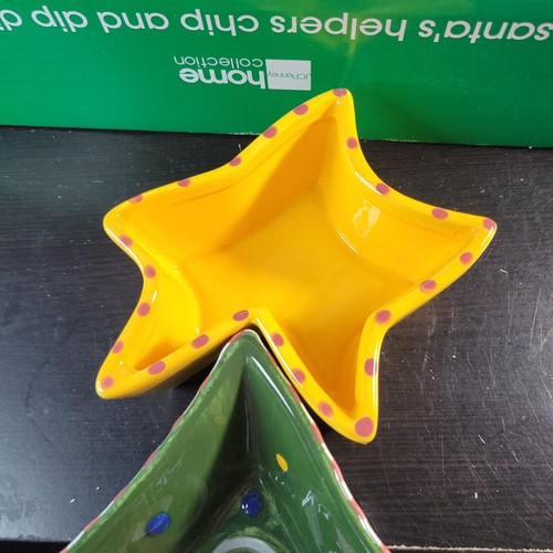 Santas Helper 2 piece Chip & Dip Dish Christmas Tree Shape New Open Box Relish - Picture 7 of 17