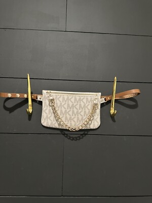 MICHAEL KORS MK Signature White Vanilla BELT BAG Pouch Fanny  display picture 2