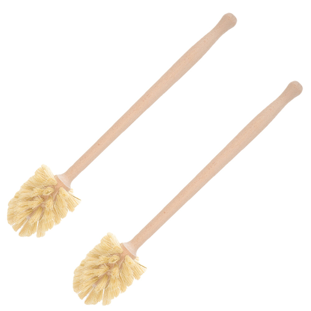2pcs Efficient Household Toilet Brush Portable Long Handle Toilet Cleaner Brush