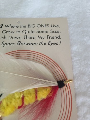 Vintage Texas Trout Fly Lure Glen L. Evans AMAZING CONDITION Fish Story 40-50s? - Foto 5 di 7