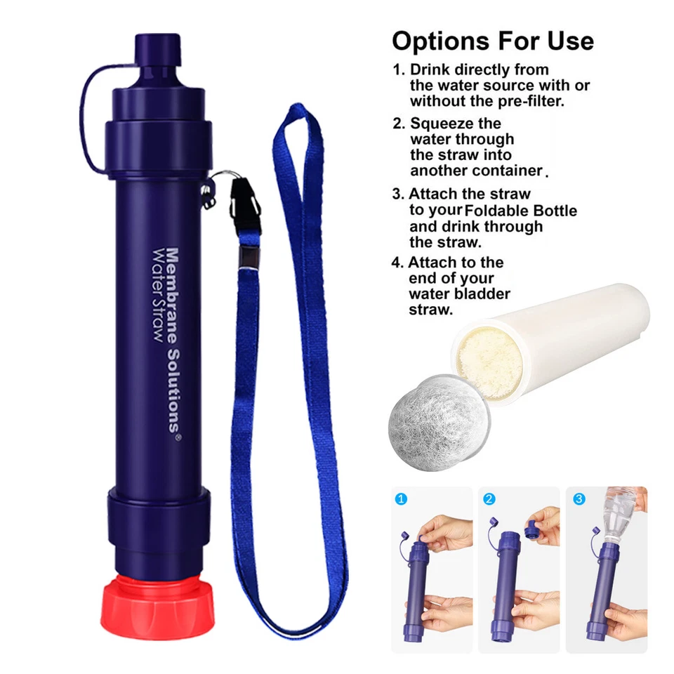 Personal Water Filter Straw Survival 5-Stage for Drinking Hiking Emergency - image 2 of 4