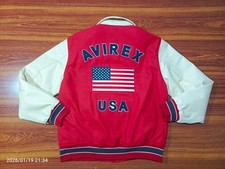 Rare Vintage Avirex Varsity Leather Jacket USA All American Patch 90s  Size XL