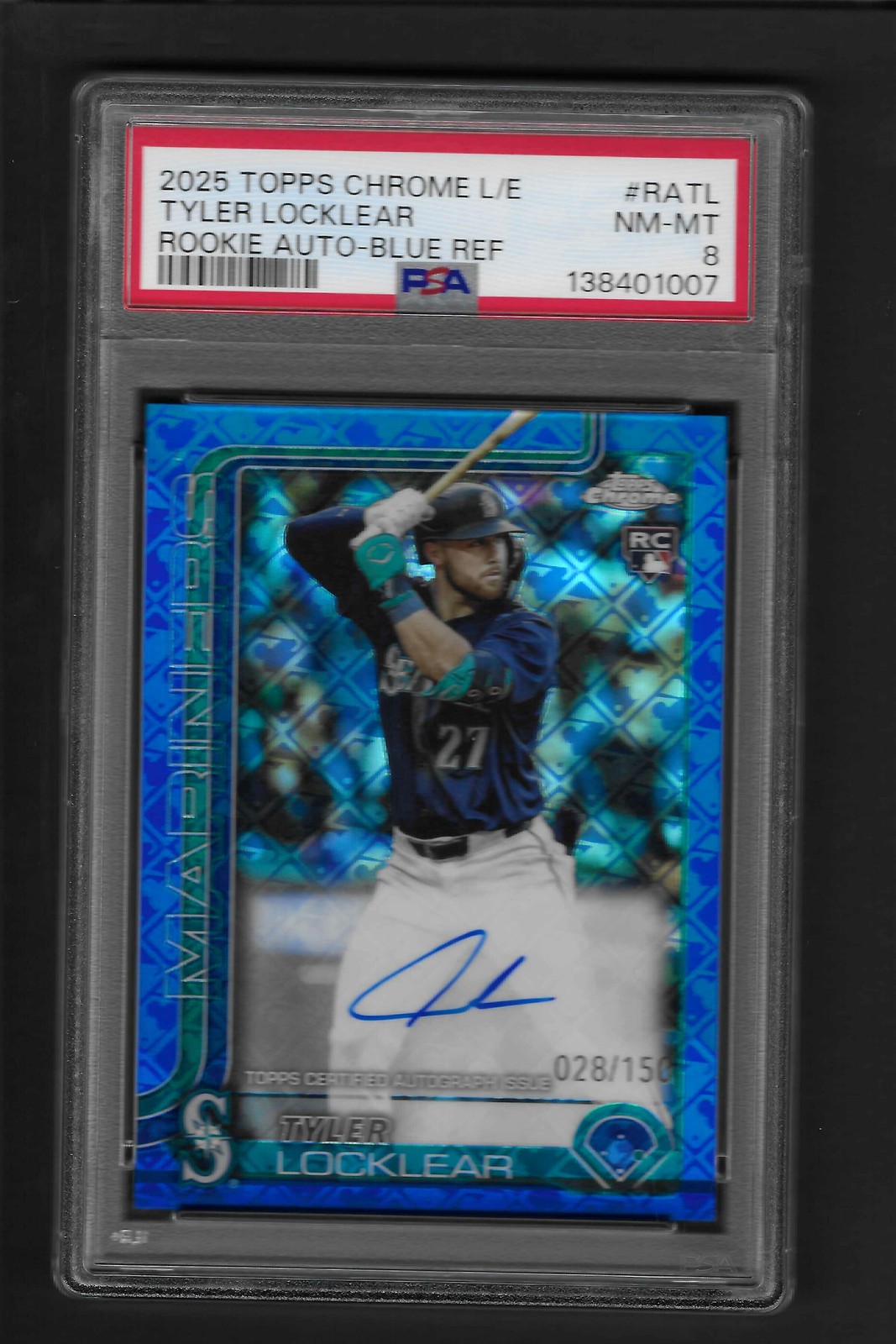 2025 Topps Chrome #RA-TL Tyler Locklear Rookie Autographs Blue PSA 8 #/150