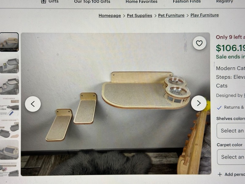 Cat wooden wall  shelf -cat feeder, cat steps, hand crafted from Etsy