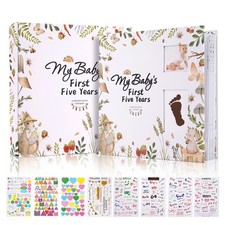 124 Pages Baby Memory Book First 5 Year Keepsake Scrapbook Album for Boy or Girl