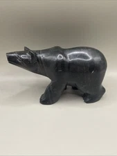 Vintage Inuit Walking Polar Bear Serpentine Carved Bear Sculpture 4 3/4”