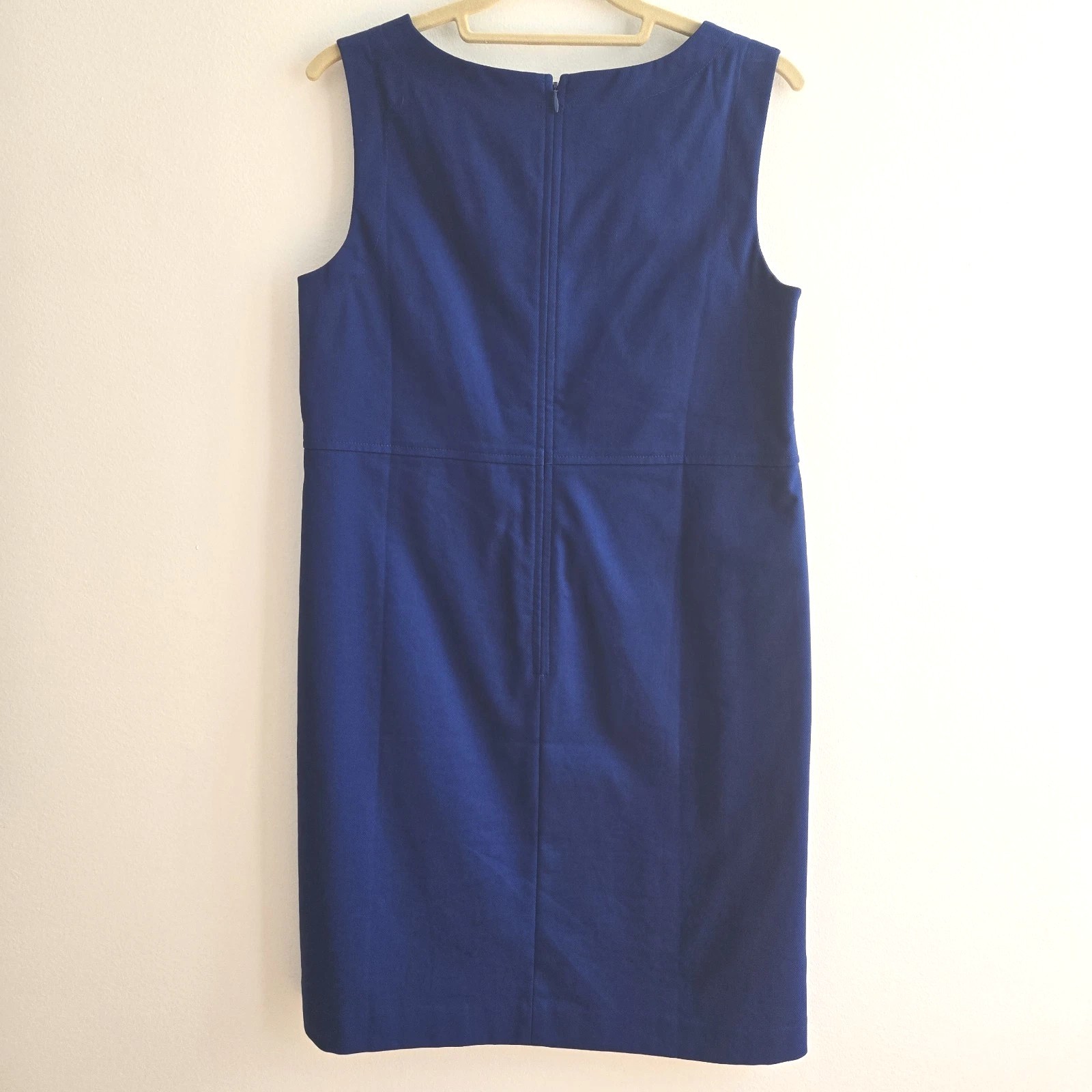 Talbots Blue Sleevless Lined Cotton Shift Dress 8P - image 2
