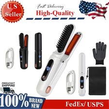 2 In 1 Ceramic Hair Straightener Flat Iron Cordless Hair Straightener Brush Hair