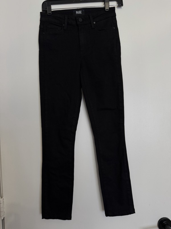 PAIGE Women's Black Skinny Jeans Slim Fit Cotton Denim 5-Pocket, Size 24