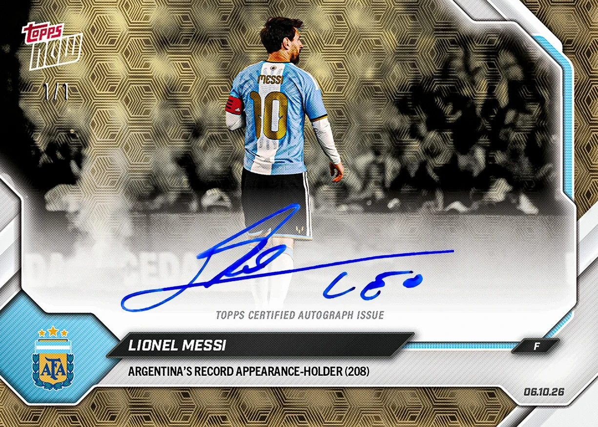2026 Topps Now LIONEL MESSI GOLD VINYL AUTO 1/1 Chance Presale Sealed Pack view 5