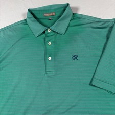 Peter Millar Polo Shirt Mens XL Green Striped Summer Comfort Performance