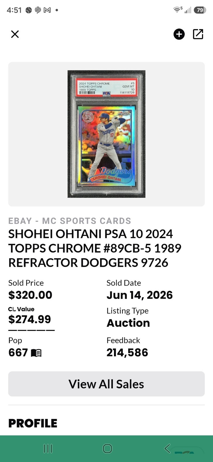🐐 2024 Topps Chrome Shohei Ohtani 1989 Topps PSA 10 Dodgers RC! view 3