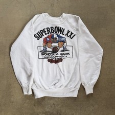 Vintage Super Bowl 21 White Sweater Tagged Size M Fits Like A Small
