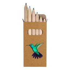 6 x 'Hummingbird' Short 85mm Pencils / Coloured Pencil Set PE00033583 