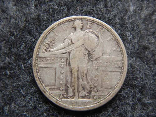 1917-S Type 1 25C Standing Liberty Quarter Rare Key Date Fine VF .