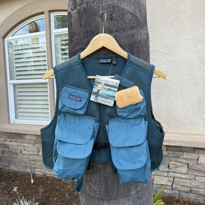 Patagonia Vertical Pocket Fishing Vest Size XS Green Blue Vintage NWT