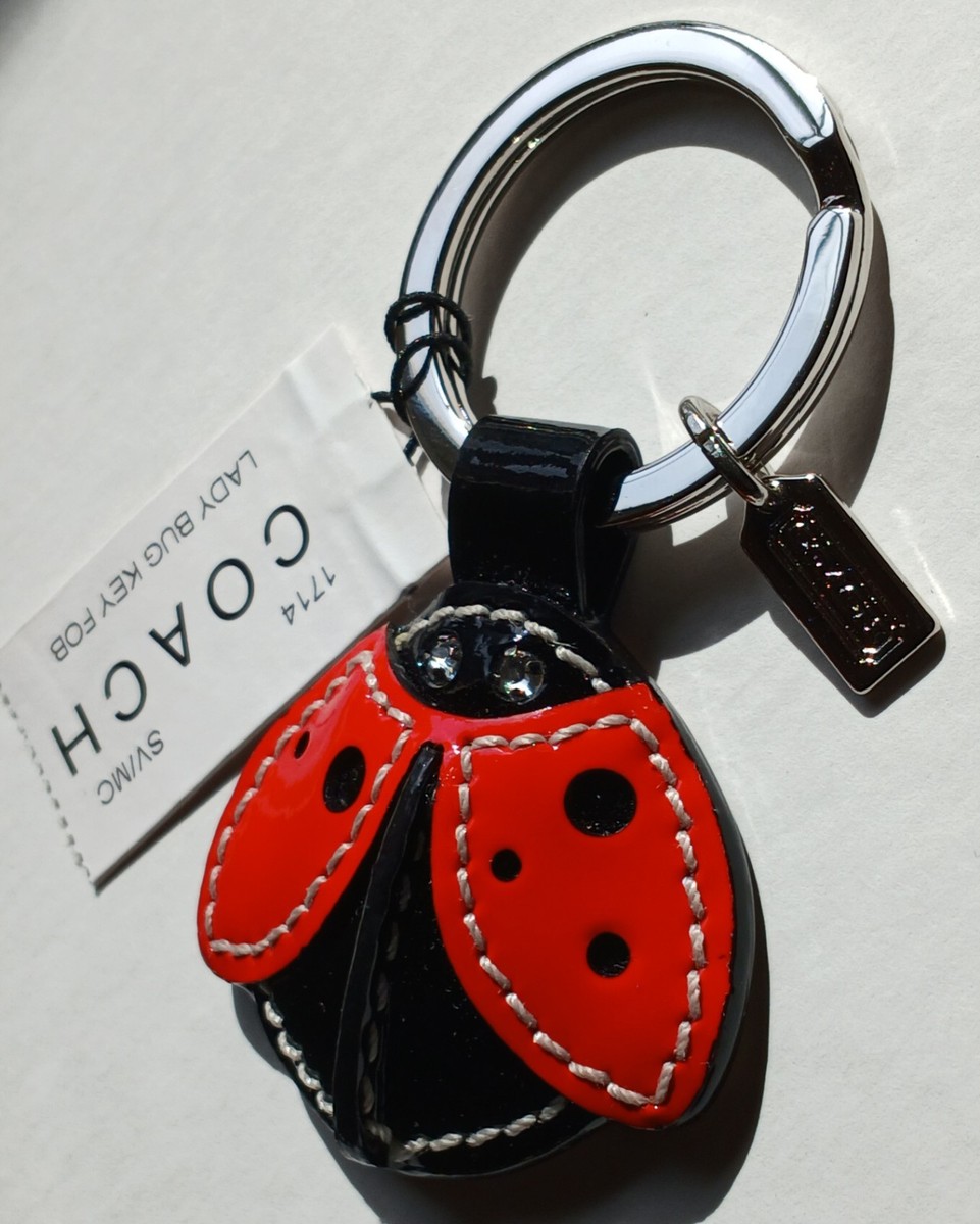 NWT Vintage Coach Ladybug Leather Keychain Purse Bag Charm Rare