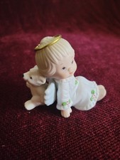 Vintage Enesco Ruth Morehead Holly Babes Christmas Angel Figurine Polar Bear Cub