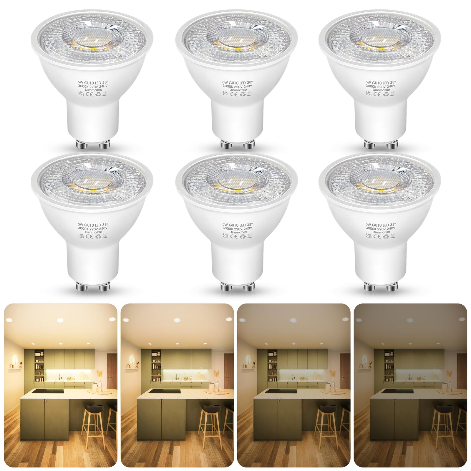 Ampoule GU10 LED dimmable 5W intensité réglable 500 lm blanc chaud