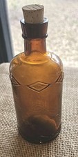 Antique Amber Glass Diamonds Inks Master Bottle 7.25" 16oz