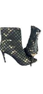 Cape Robbin GIGI-3B Camo Mesh Ankle Bootie Stiletto Pointed Toe Zip Boots Sz 10