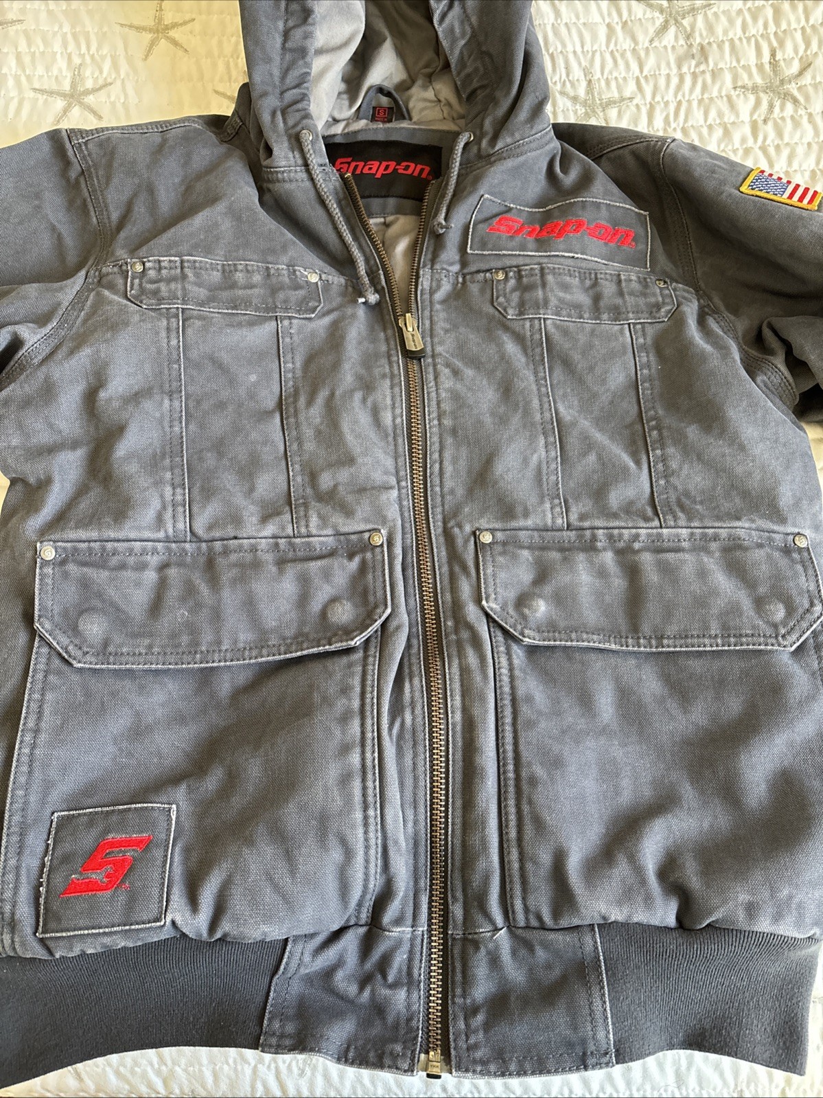 grey snap on jacket size small - image 3