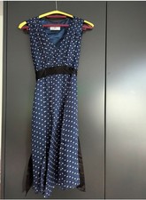 Seraphine Silk Luxe Collection Navy Polkadot Maternity Dress Size 10