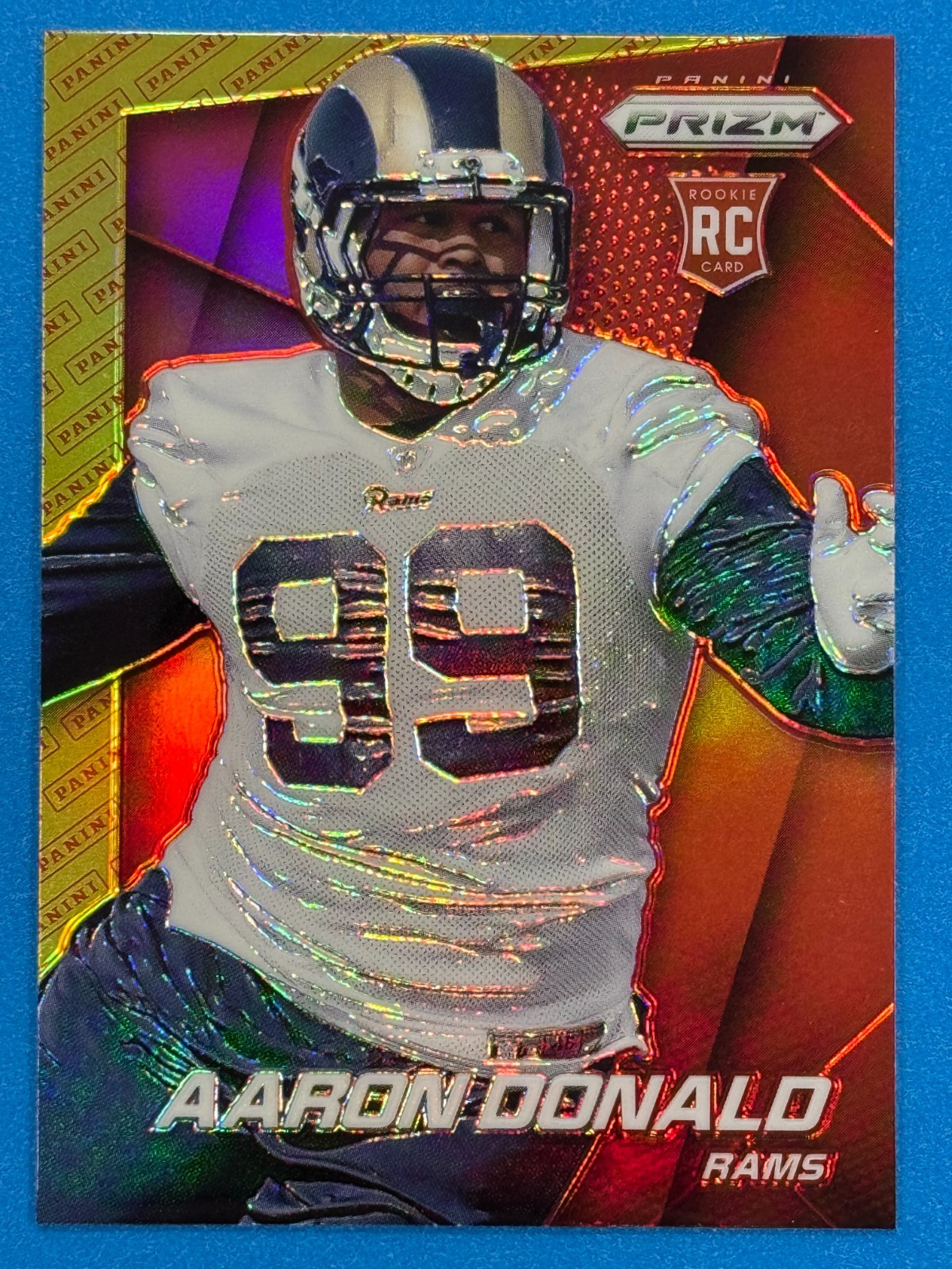 2014 Panini Prizm Panini Logo Prizm Red Gold #228 Aaron Donald Rams Rookie RC