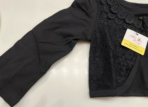 GIRLS 4T PRINCESS BOLERO LACE TRIM -Black Long Sleeve Cardigan Shrug Super Cute! - Picture 6 of 12