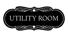 Designer Utility Room Sign Black - Large