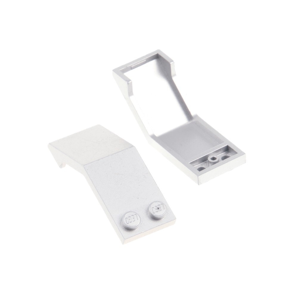 2X Lego Windshield 5X2X1 2/3 Metallic Silver Cockpit Window 35270 6070