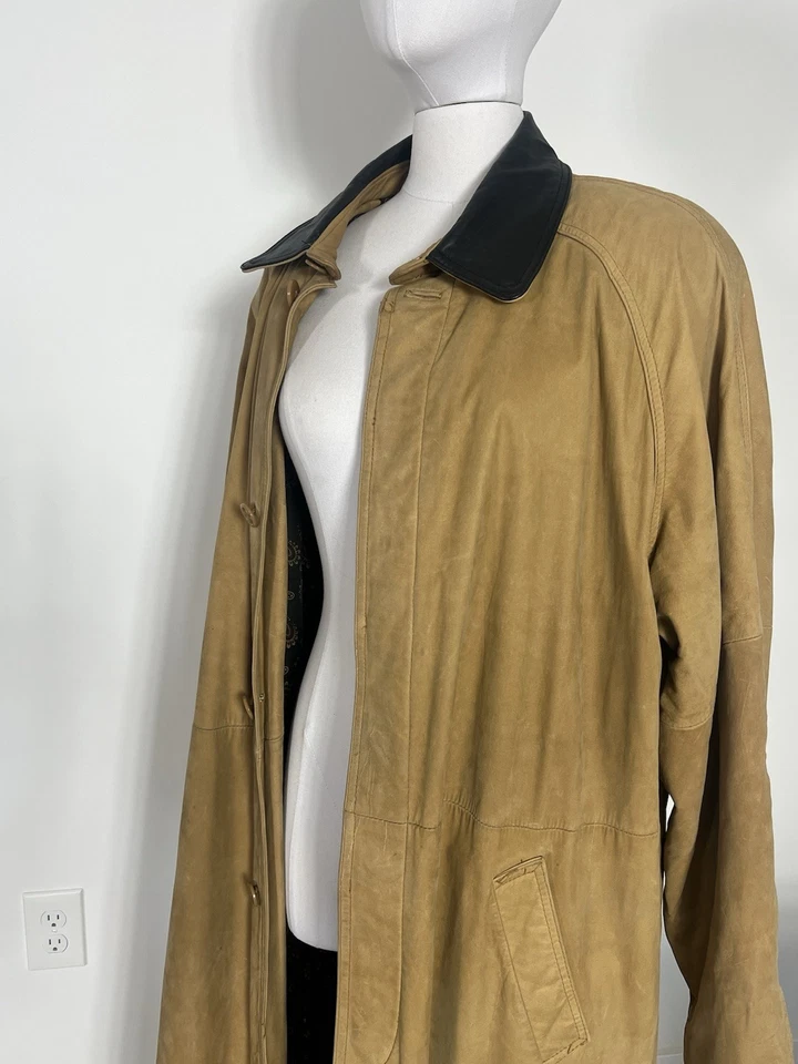 Abrigo de cuero para hombre Global Identity G-III talla grande tostado Foto 4 de 4