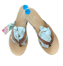 TOMMY BAHAMA talla 7.5 THOMAS Chanclas Tanga Sandalias Zapatos * Marrón * Yute * NUEVO