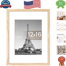 Elegant 12x16 Picture Frame - Perfect for 8.5x11 or 12x16 Photos, Natural Finish