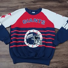 VTG Garan White Blue Red NFL New York NY Giants Crewneck Sweatshirt Mens L