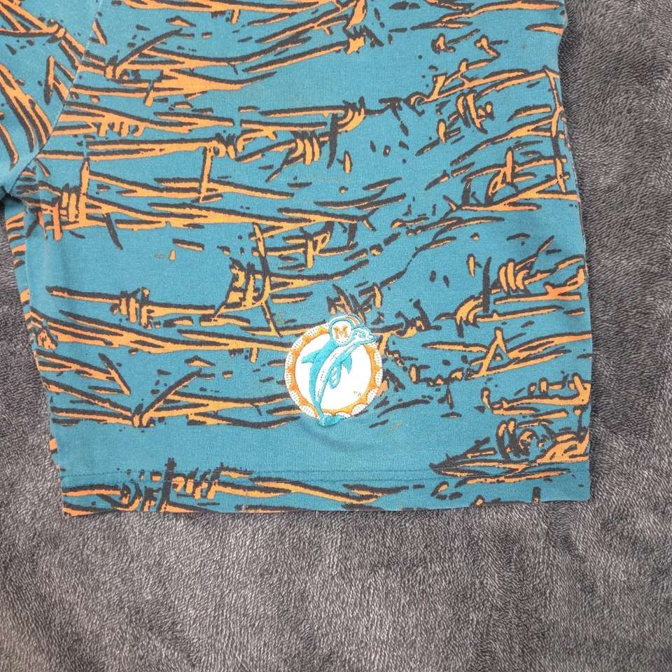 Bermudas de colección Zubaz Miami Dolphins para hombre medianas algodón verde azulado años 90 NFL Foto 4 de 4