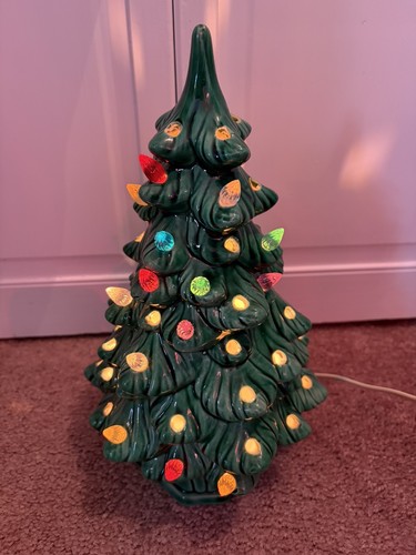 Vintage Ceramic Christmas Tree 12 Inch Decor Table Night Light Holiday Decor